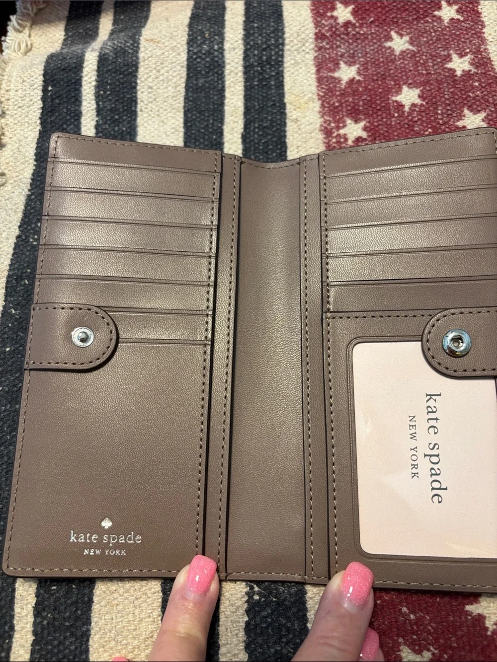 kate spade Light Taupe Saffiano Leather Continental Wallet